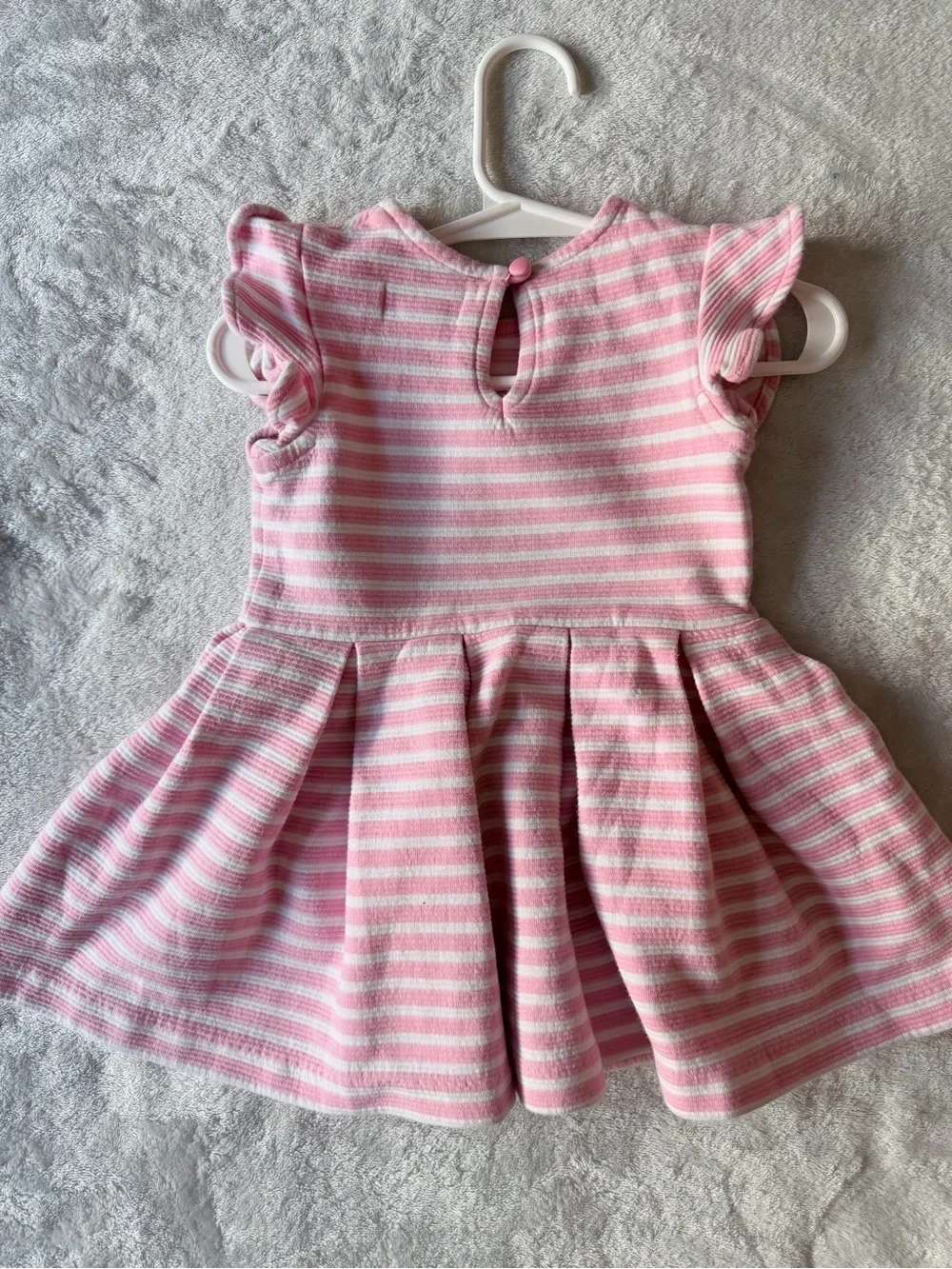 Ralph Lauren Pink and White Striped Ruffle-Sleeve Dress